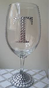 12 Oz Wine Glass With Initial And Gem Embellishments Etsy Diy Wine Glass Diy Wine Glasses Wine Glass Decor