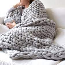 Ektos 90% wool blanket, olive green 8. Buy Chunky Knit Blanket Soft Wool Thick Yarn Bulky Sofa Knitting Large Throw Gray As Described Online At Low Prices In India Amazon In