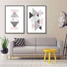 Pink, modern floral wall art, posters, bedroom decor. Minimalist Geometric Nordic Abstract Wall Art Canvas Prints Modern Art Nordicwallart Com