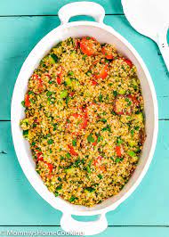 In a saucepan combine the broth, the water, 1/4 cup of the lemon juice, and 2 tablespoons of the oil, bring the mixture to a boil, and stir in the couscous. Easy Couscous Tabbouleh Salad Mommy S Home Cooking