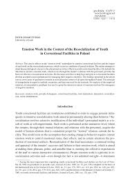 Pdf Emotion Work In The Context Of The Resocialization Of Youth In Correctional Facilities In Poland