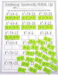 Factoring Polynomials Trinomials Activity Beginner Factoring Polynomials Teaching Algebra Factoring Trinomials Activity