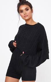 Not having anything to wear will soon be a thing of the past! Black Knit Short Lounge Wear Casual Outfits
