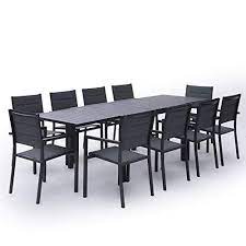 salon de jardin venezia extensible en textilene gris 10 places aluminium anthracite table salon de jardin table de jardin salon de jardin