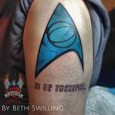 Jun 16, 2021 · captain picard day is celebrated by star trek fans globally on june 16th in honor of a fictional annual event held aboard the u.s.s. Blue Color Star Trek Logo Tattoo On Shoulder By Beth Swilling