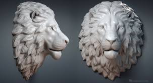 Lion Head Digital Sculpture 3d Model Wall Mount Jewelry Base Mesh Sculpture Digital Sculpture Wolf Sculpture