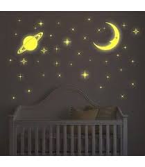 muursticker glow in the dark maan sterren en planeet wall sticker wall stickers mural