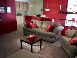 Burgundy Walls And A Tan Light Couch Combo Accent Walls In Living Room Family Room Makeover Burgundy Living Room
