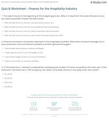 If you can answer 50 percent of these science trivia questions correctly, you may be a genius. Quiz Worksheet Finance For The Hospitality Industry Study Com
