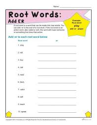 Root Words Worksheets Add Er Root Words 2nd Grade Spelling Words Words