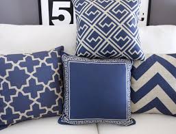 Crown cuscini divano moderni, cuscini da divano in lino geometrici blu motivi per decorativi giardino divano letto con cerniera invisibile 45 x 45 cm, 6pcs. Cuscini Decorativi Moderni