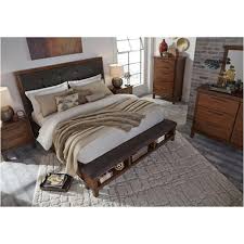 Amolife queen size platform bed frame with 4 storage drawers and wood slat support, faux leather upholstered mattress foundation with button tufted headboard and underbed storage, black brown. B594 58 Ck Ashley Furniture Ralene Medium Brown Bed