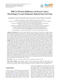 When they finally have some time to themselves. Pdf Brca1 Protein Deficiency In Breast Cancer Microbiopsy Lysate Delineates Patient Survival Time