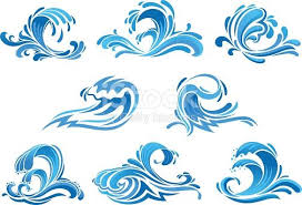 Sea And Ocean Waves Icons Set With Blue Water Swirls Surf Splashes And Flowing Drops Use As Nature Emblem Ecology Symbol Waves Icon Ocean Waves Water Swirl