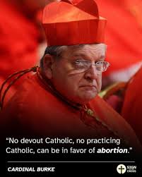 👉Light Of Faith "No devout Catholic, no practicing Catholic, can be in  favor of abortion." oe of CARDINAL BURKE CARDINAL SIGN CROSS