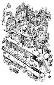 Drawingarchitecture Isometric French Town And Train Station Nigel Sussman Town Drawing Isometric Drawing Architecture Drawing