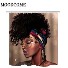 Black Girl Shower Curtain Big Badda Boom Afro Shower Curtain Girls Shower Curtain Bathroom Shower Curtains