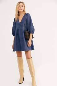 Sweet Surrender Denim Mini Dress Free People Dresses Mini Dress Denim Dress Babydoll Dress V Neck Dress Open Ba Denim Mini Dress Mini Dress Fashion