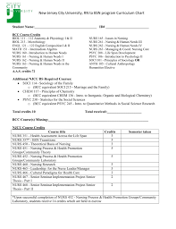 New Jersey City University Rn To Bsn Program Curriculum Chart