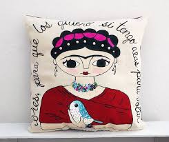 Pies Para Que Los Quiero Si Tengo Alas Para Volar Dibujo Illustration Of Frida Kahlo Hand Painted Pillow Pies Para Que Los Quiero Si Tengo Alas Para Volar Frida Kahlo Caricatura Frida Kahlo Frida
