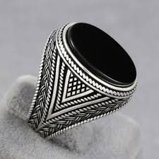 Anel Masculino Com Pedra Onix Preto Em Prata Esterlina 925 Motivos Oriental Tamanho 8 12 Mensjewelry Rings For Men Mens Rings Fashion Gold Chains For Men