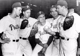 Russ Meyer Robin Roberts Ken Heintzelman And Emory Bubba Church Jim Konstanty Oct 4 1950 Phillies Baseball Baseball History Robin Roberts
