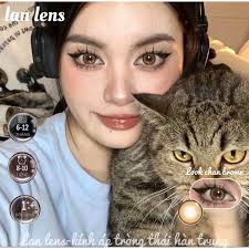 Lens không độ ( 1 đôi) Look chan brown giãn to ,tây sáng.