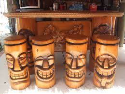 Polynesian Tiki Bar Stools Tiki Bar Stools Tiki Bar Decor Tiki Bars Backyard