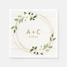 Wedding Bridal Shower Geometric Faux Foil Greenery Napkins Zazzle Com In 2021 Wedding Bridal Shower Wedding Napkins Personalized Bridal Shower Gifts