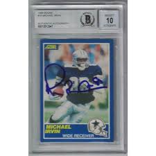 Buy from many sellers and get your cards all in one shipment! Michael Irvin Signed Dallas Cowboys 1989 Score Trading Card Bas 10 Slab 29572