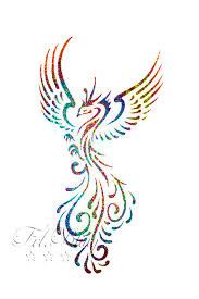 Love how the fire bird is etched only in variations of red and orange and doesn't give in to the temptation of using black outline. Quick Tattoo Phoenix Frl Bling Glitzertattoo Glitzertattoos