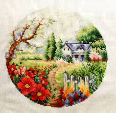 программа для перевода изображения в схему для вышивки крестом Melanzhevye Kruzheva Dome Spring Garden Cross Stitch Geometric Cross Stitch Landscape Cross Stitch Patterns