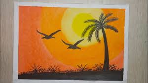 Sparrow Bird Drawing For Kids With Colour How To Draw Flying Birds Sunset Scenery With Oil Pastel Step By Step For Beginners Youtube In 2020 Drawing Sunset Oil Pastel Colours Bird Drawings