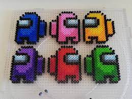 Pixel Keychain Two Sided Among Us Crewmate Keychain Made With Mini Beads Hamma Beads Ideas Hama Beads Patterns Easy Perler Bead Patterns