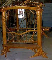 When you think of a canopy bed, you might think of a french palace bedroom. I Asked My Boyfriend If He Could Make This He May Need Some Practice Dream Bed Log Furniture Cabin Furniture Twig Canopy Bed