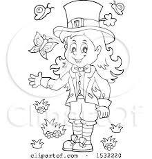 On this page you can see girl leprechaun coloring pages. Clipart Of A Black And White St Patricks Day Female Leprechaun With Butterflies Royalty Free Vector Illustration By Visekart 1532220