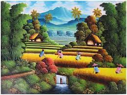 33++ lukisan pemandangan sawah padi di waktu senja by. Pemandangan Sawah Padi