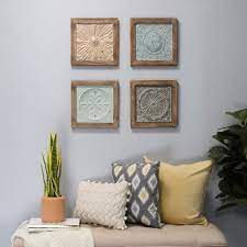Boho Tiles Wall Decor Set Of 4 Stratton Home Decor S16077 Creative Wall Decor Stratton Home Decor Boho Tiles