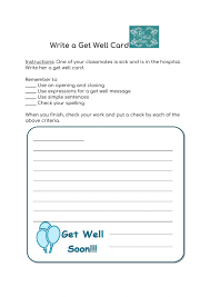 But what should you write in a get well card? Write A Get Well Soon Note Worksheet