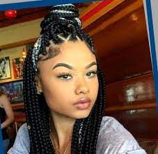 Close up low key portrait of attractive young afro american woman with braided hairstyle. African American Braided Hairstyles Easy Braid Haristyles