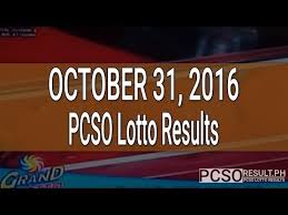Pcso Lotto Results October 31 2016 6 55 6 45 4d Swertres Ez2 More Info On Http 1 W W Com Lottery Pcso Lotto Results October 31 2016 655 645 4d Swe