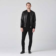 Mens Leather Bomber Jacket In Black 350 Dstld Mens Leather Bomber Jacket Leather Jacket Outfit Men Black Outfit Men