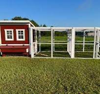 OverEZ Wooden 16 Ft. Chicken Run (8’W X 16’L X 6’3”H) - Red