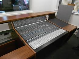 Custom Desk To Fit Audient Asp4816 Mixer Includes 19 Inch Rack Space Finished With Real Wood Walnut Studio Desk Home Studio Desk Recording Studio Furniture