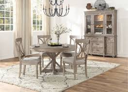 Friendly round kitchen table and chairs ideas. 1689br 54 5 Pc Gracie Oaks Cardano Driftwood Light Brown Finish Wood 54 Round Trestle Base Dining Table Set