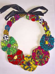 Ankara Bib Necklace African Bib Jewelry Ankara Buttons Etsy Fabric Earrings Fabric Necklace Fabric Jewelry