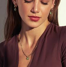 Colliers pour femmes en jade vert, plaqués or 14 carats, en acier  inoxydable, chaîne figaro, pendentif en pierre naturelle, imperméables|  Alibaba.com