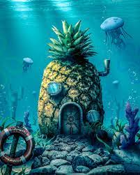 He works as a fry cook at the krusty krab. Who Lives In A Pineapple Under The Sea By Surrealdigitalart On Inspirationde