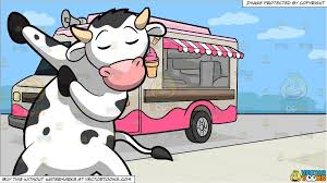 A Dabbing Cow And An Ice Cream Truck Background Ice Cream Truck Picture Design