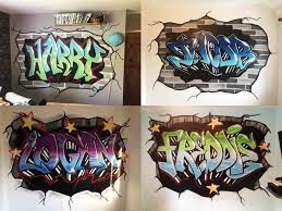Name With Broken Wall Effect Harry Jacob Logan Freddie Painted On Kids Bedroom Playroom Wall Mural Hand P Graffiti Room Graffiti Bedroom Bedroom Wall Art